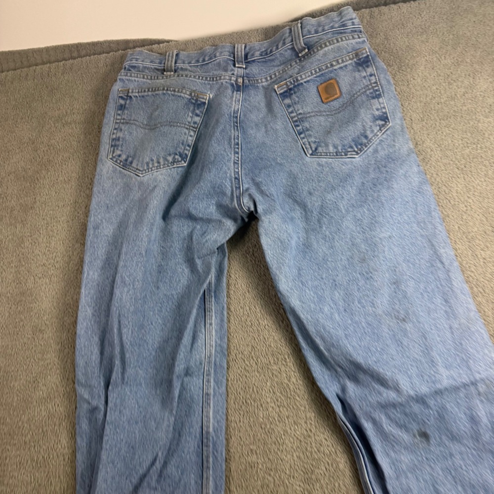 Carhartt Relaxed Fit Light Wash Blue Denim Work Jeans B01 VB 34x34 Mens